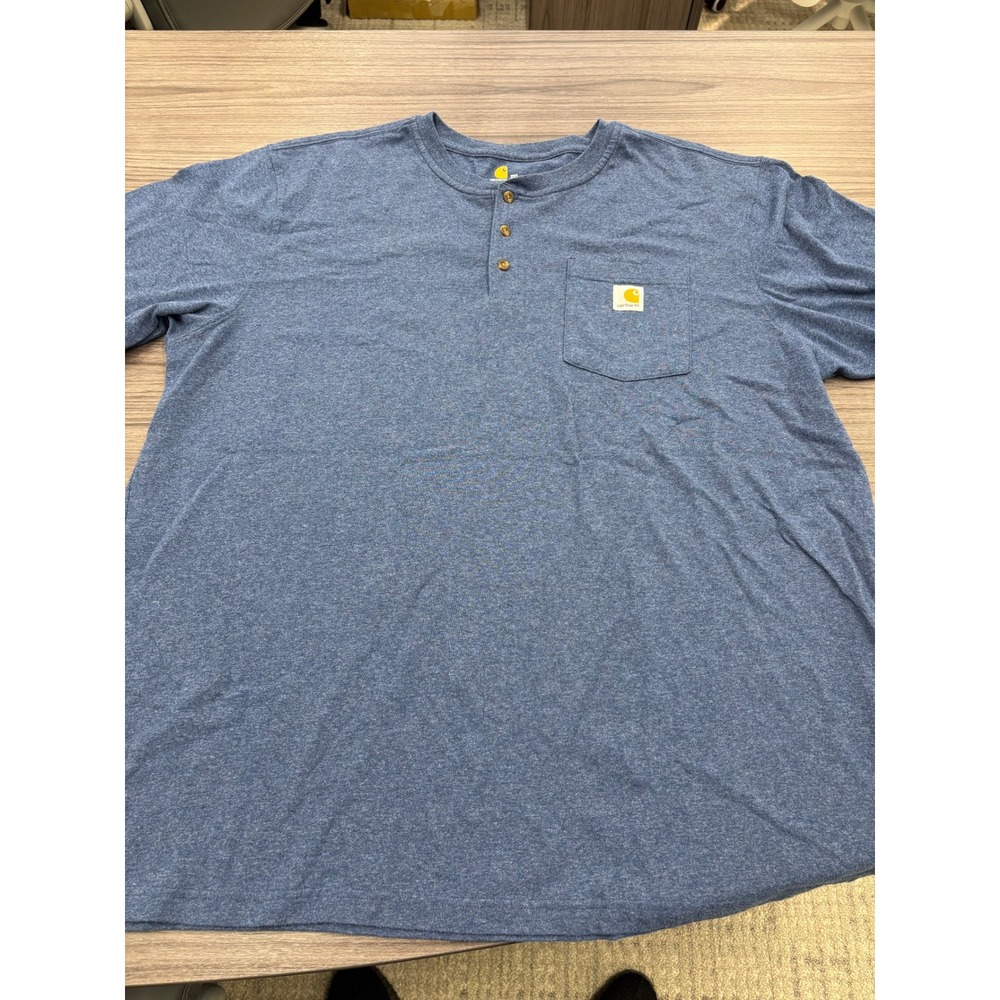Carhartt Original Fit Pocket Henley T-Shirt Blue Men's 2XL Workwear